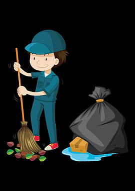 Man Clean Street Sweeper G