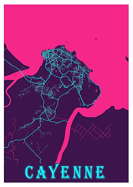 Cayenne Neon City Map