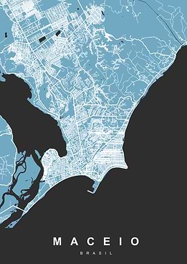 MACEIO Map Brasil Black