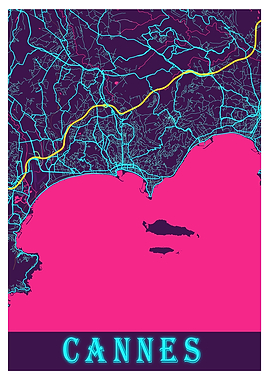 Cannes Neon City Map