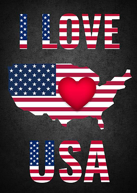 I Love America USA Map