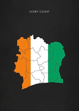 Ivory Coast Flag Map