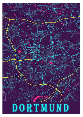 Dortmund Neon City Map