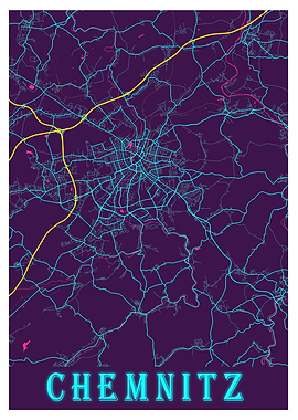 Chemnitz Neon City Map