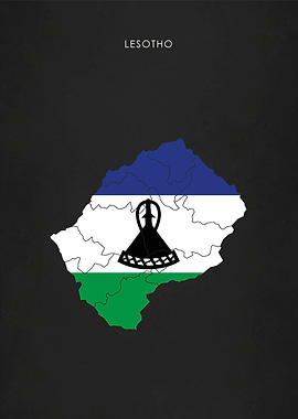 Lesotho Flag Map