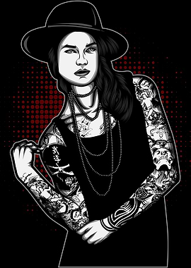 Tattoo Woman with hat