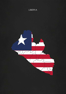 Liberia Flag Map Africa