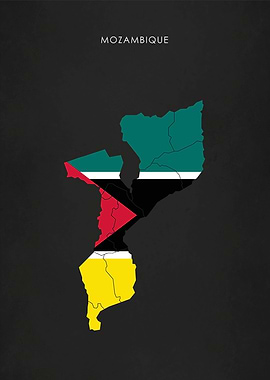 Mozambique Flag Map Africa