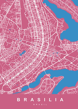 BRASILIA Map Brasil Pink