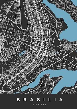 BRASILIA Map Brasil Black