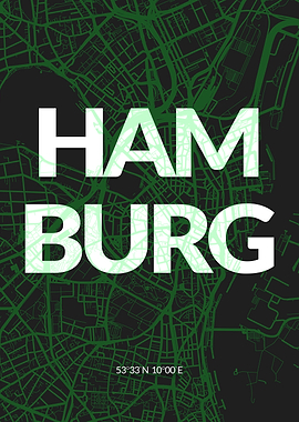 Colorful Hamburg Map