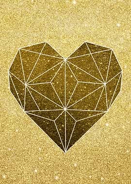 Gold glitter Love Heart