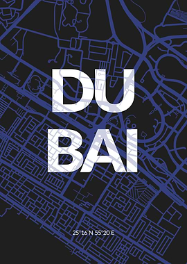 Colorful Dubai Map