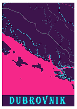 Dubrovnik Neon City Map