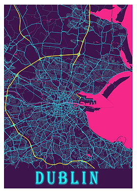 Dublin Neon City Map
