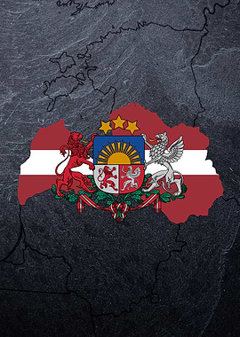 Latvia flag country map