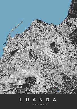 Luanda Map Art Black