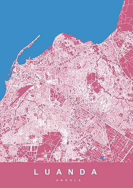 Luanda Map Art Pink