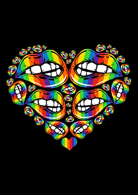 LGBT Rainbow Heart Lips