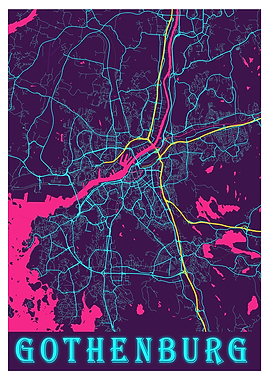 Gothenburg Neon City Map