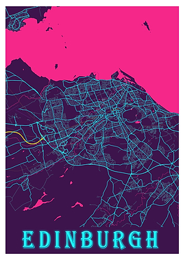 Edinburgh Neon City Map