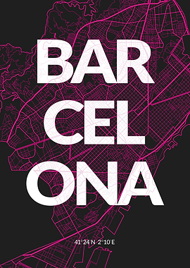 Colorful Barcelona Map