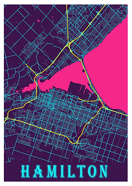 Hamilton Neon City Map