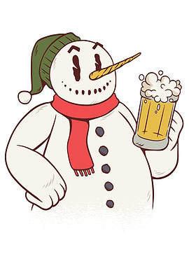 SNOWMAN DRINKING BEER