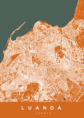 Luanda Map Art Orange