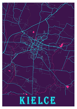 Kielce Neon City Map