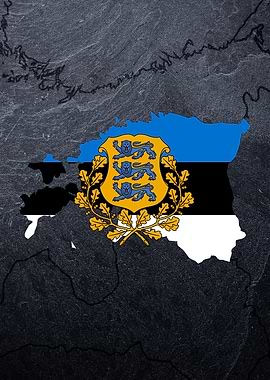 Estonia flag country map