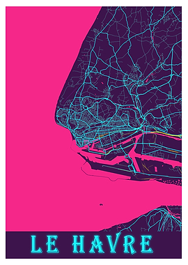 Le Havre Neon City Map