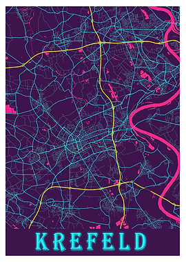 Krefeld Neon City Map