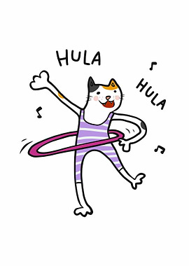 Cat play hulahoop cartoon