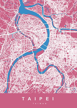 TAIPEI Map Taiwan Pink