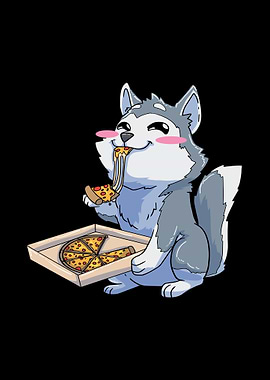 Siberian Husky Pizza Kawai