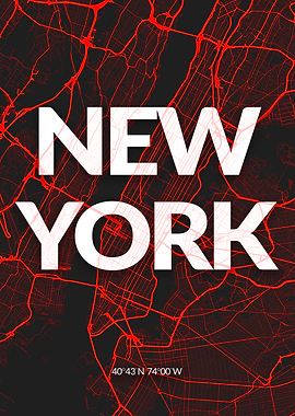 Colorful New York Map