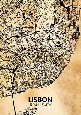 Old Map of Lisbon