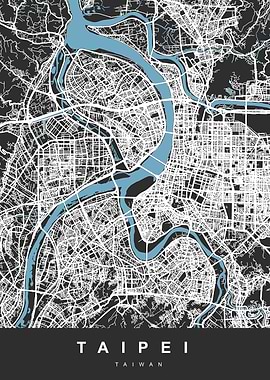 TAIPEI Map Taiwan Black