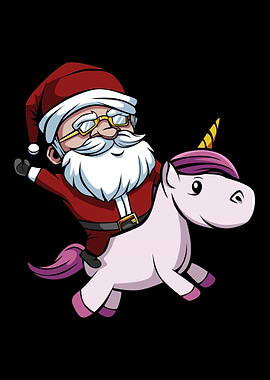 Santa Riding A Unicorn Mer