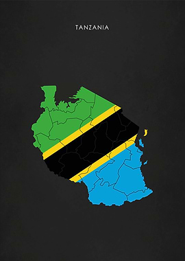 Tanzania Flag Map