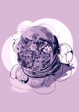 astronauts and flowers