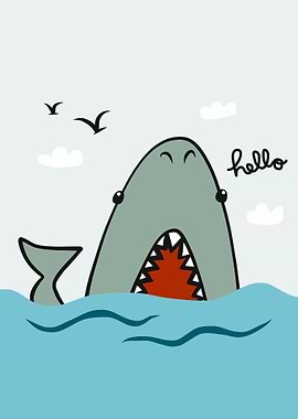 Shark say hello cartoon