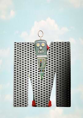 Big letter M retro robot