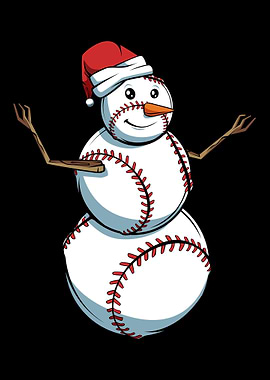 Baseball Snowman Funny Chr