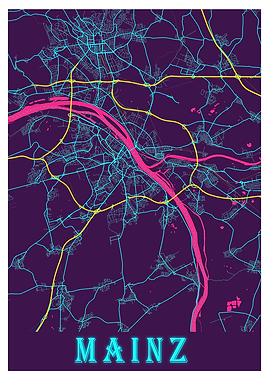 Mainz Neon City Map