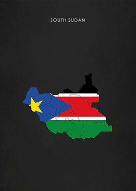 South Sudan Flag Map