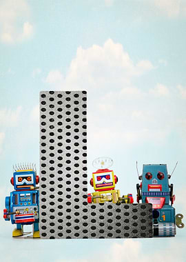 Big letter L retro robot