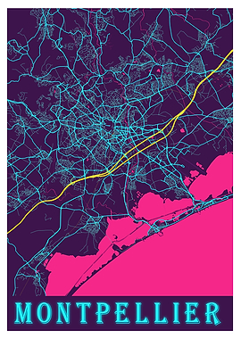 Montpellier Neon City Map