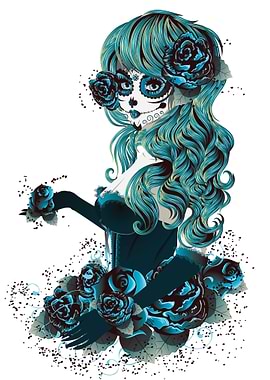 Blue sugar skull girl